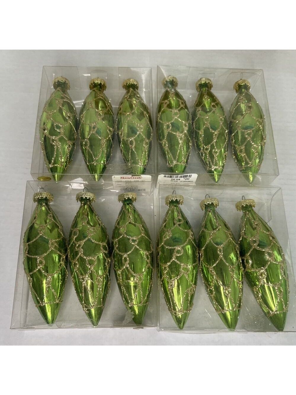 Lot of 20 Hobby Lobby + Home Goods Glass Christmas Ornaments Green Gold Silver - Picture 4 of 13
